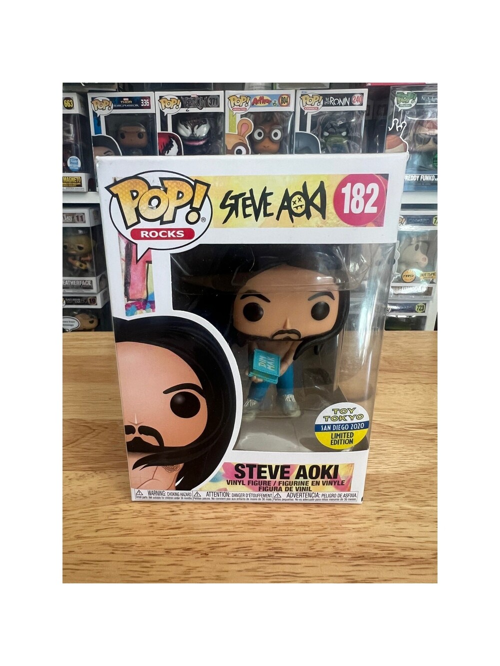 VAULTED EXCLUSIVE Steve Aoki w/ Cake Funko Pop #182 Toy Tokyo SDCC Rocks Music